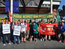 The picket line outside Wigan Wallgate last month
