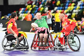 Phil Roberts in action for Ireland at the Wheelchair Rugby League World Cup in 2026
