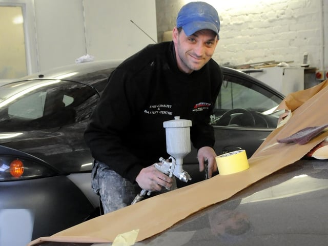 Standish Autobodies panel beater and paint sprayer Kirk Turner