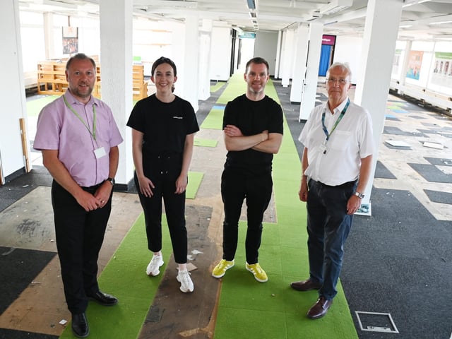 From left, Conrad Heald town centre retail and facilities manager at Wigan Council, Sabine Dunstan Capital&Centric development manager, Tim Heatley founder of Capital&Centric and Leader of Wigan Council Coun David Molyneux