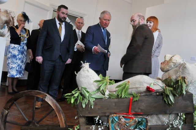 Prince Charles meets members of Cross Street Arts, and people from a variety of groups at The Old Courts, Wigan.
