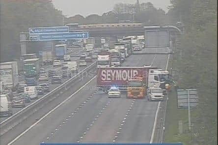 The M6 southbound is fully closed between junctions 17 (Sandbach, Congleton) and 16 (Newcastle-under-Lyme, Stoke-on-Trent, Crewe, Nantwich)