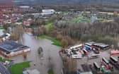 Aerial view of the flooding impacting the area around Templeton Road, Platt Bridge, on January 1