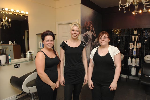 Zoe Bird, Katie Bellis and Danielle Jones at Michelle Lilley hairdressing salon, on Bryn Street, Ashton