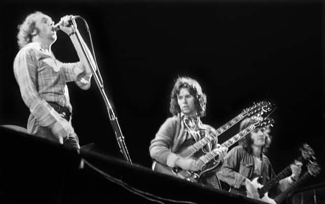 English rock band "Family" on stage at Bickershaw Festival in 1972.