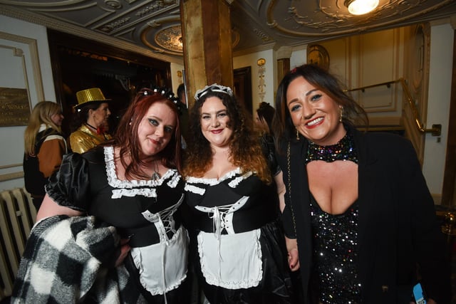 Theatre goers dress up for The Rocky Horror Show at the Grand Theatre. Rikke Nerli, Savannah Butel-Roachford and Elle Currie.