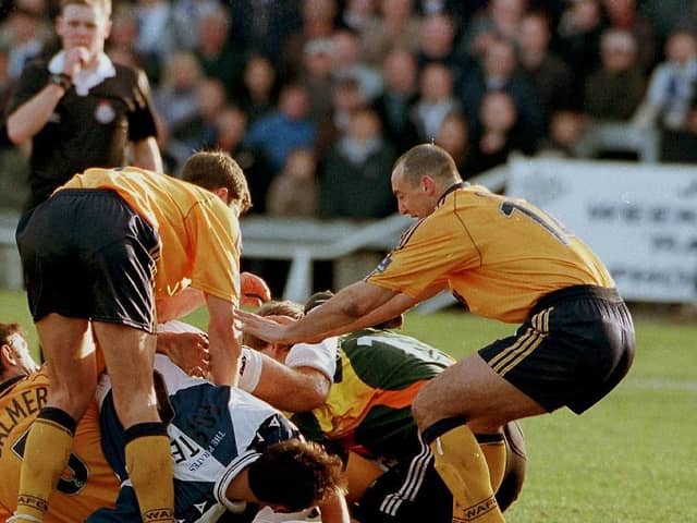 Referee Mr Hall blows his whistle as things threaten to get out of hand