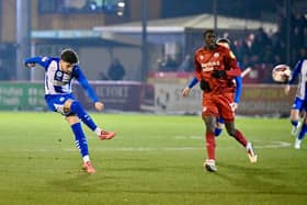 Owen Dale gets his shot off at Crawley in midweek