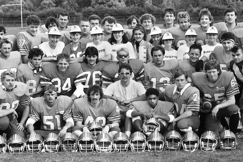The Wigan Wolverines American Football team with owner Bronson Penarski pictured at Clarington Park in July 1986.