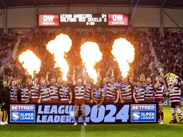 Wigan Warriors lift the League Leaders' Shield