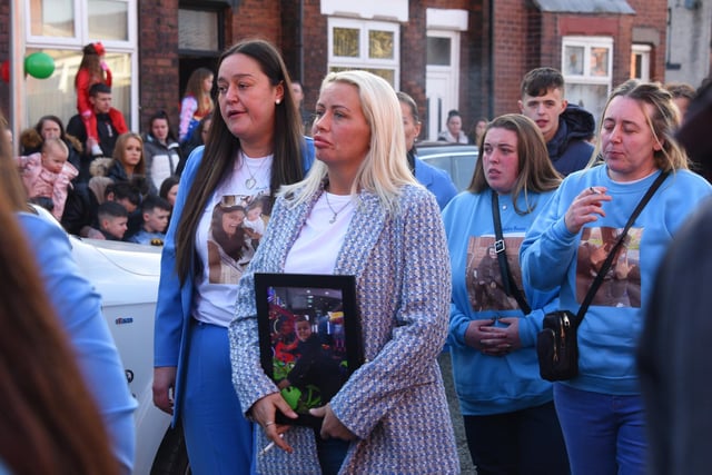 Family, friends and members of the community lined the streets to say goodbye to Theo Wood