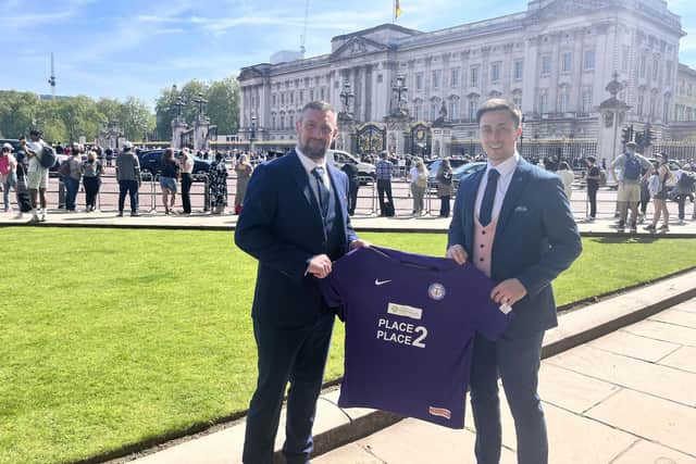 Place 2 Place volunteers Chris Shaw and Scott Westhead at Buckingham Palace