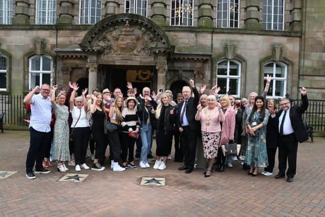 Keely Hodgkinson with family, friends and dignitaries after receiving her Walk of Fame star
