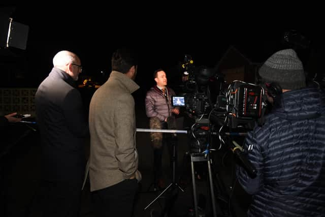 Greater Manchester Police Wigan Superintendent Alan Clitherow speaks to members of the press in a community reassurance message.