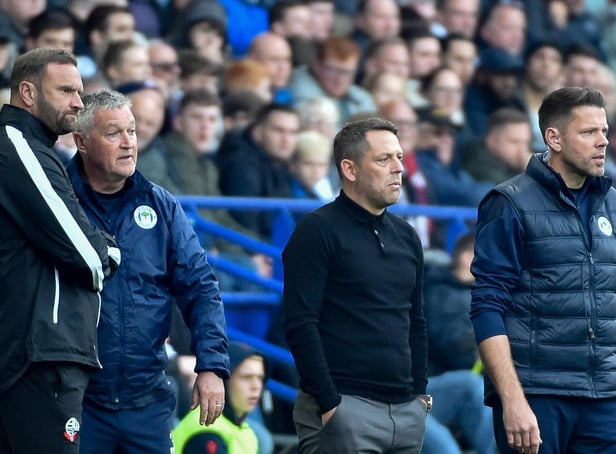 Ian Evatt watches on with the Latics bench during Bolton's 4-0 defeat in October