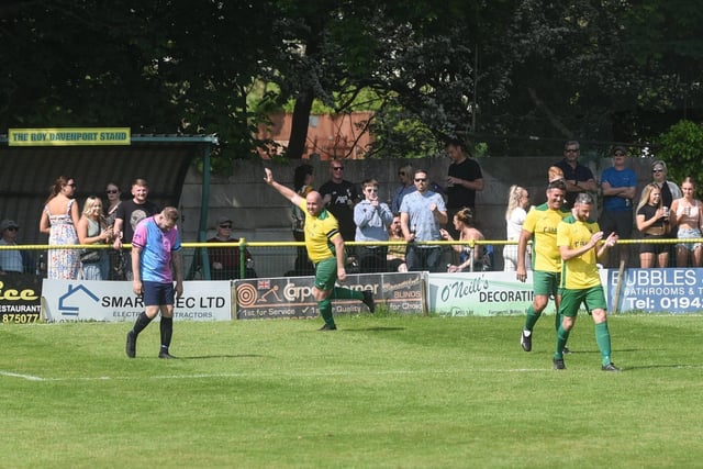 Holly's dad Mark Prince celebrates his goal