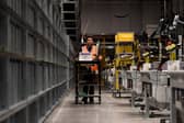 Tour of new £500m Amazon fulfilment centre on outskirts of Leeds. Workers pictured in the factory. Picture taken by Yorkshire Post Photographer Simon Hulme
