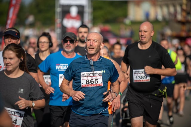 The 10th annual Wigan 10k, Wigan. Competitors Set off from the start in Mesnes Park Wigan.