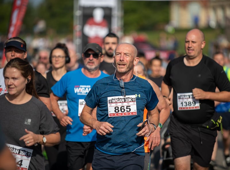 The 10th annual Wigan 10k, Wigan. Competitors Set off from the start in Mesnes Park Wigan.