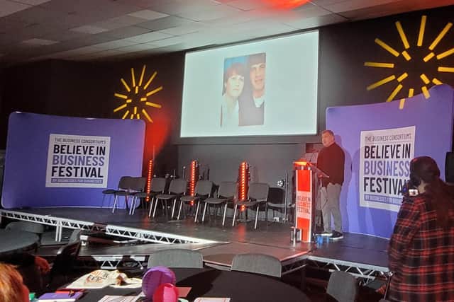 Shaun Wane addressing the Believe in Business Festival at The Edge in Wigan