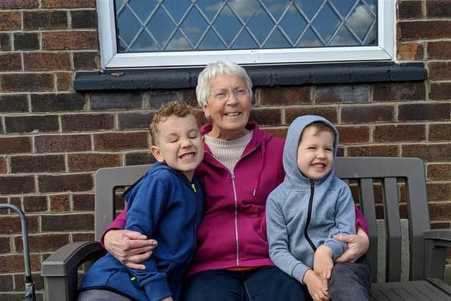 Travis Horrocks with his grandmother and brother Wyatt