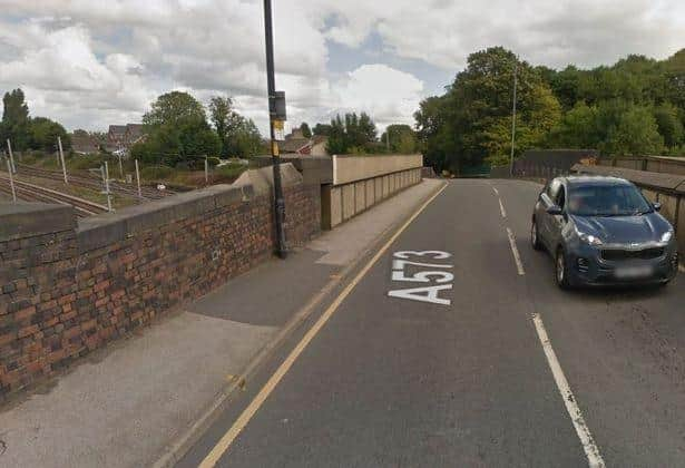 The A573 bridge over the railway line at Golborne