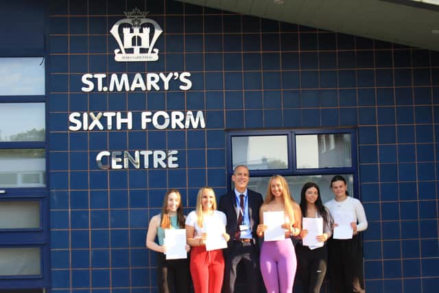 St Mary's High School students celebrate their A-level results