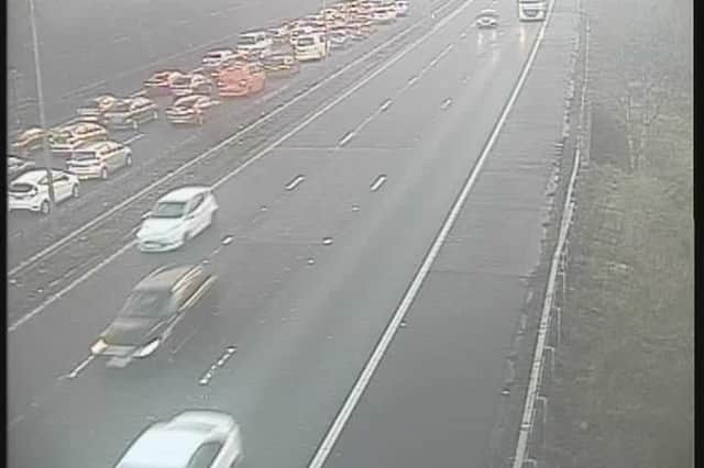 A multi-vehicle collision closed multiple lanes on the M6 near Wigan (Credit: National Highways)