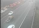 A multi-vehicle collision closed multiple lanes on the M6 near Wigan (Credit: National Highways)