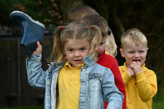 Pupils enjoy their sports day at  St Paul's CE Primary School, Goose Green, Wigan.