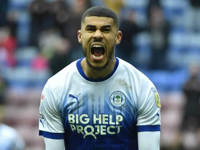 Ashley Fletcher celebrates his equalising goal for Latics against Birmingham