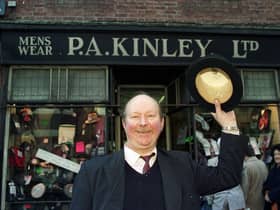 RETRO 1998 - Gentlemen's outfitters P A Kinley of King St Wigan closes after 100 years trading. James Davies pictured before closing the store.