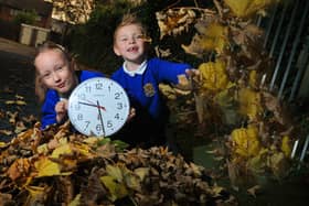 Pupils Kate, six, and Jayden, six, from Year Two at St Anne's primary school, Standish Lower Ground in 2017