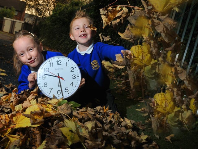 Pupils Kate, six, and Jayden, six, from Year Two at St Anne's primary school, Standish Lower Ground in 2017
