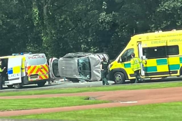 The crash scene in Leigh Road, Atherton