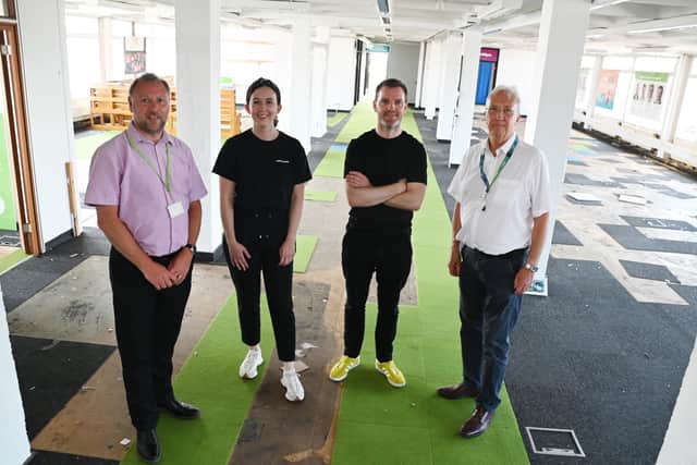 From left, Conrad Heald town centre retail and facilities manager at Wigan Council, Sabine Dunstan Capital&Centric development manager, Tim Heatley founder of Capital&Centric and Leader of Wigan Council Coun David Molyneux