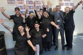Ian Winnard with Outwood Academy canteern staff