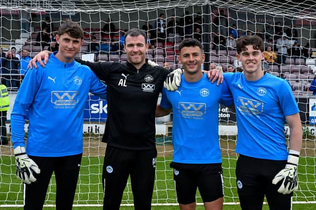 Andy Lonergan pictured with fellow goalkeepers Matty Corran, Sam Tickle and Tom Watson at Northampton on Saturday