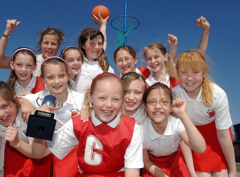 Celebrations from the winning netball team at Sacred Heart Primary School, Wigan - 2007