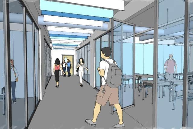Artist sketch from inside new teaching block at Winstanley College.