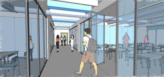 Artist sketch from inside new teaching block at Winstanley College.