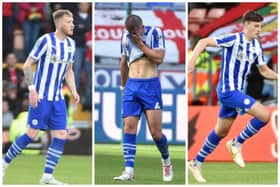 Liam Morrison (left) and Kell Watts (right) will form the Latics central defensive partnership at Blackpool this weekend with Charlie Hughes (centre) suspended