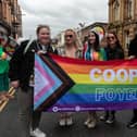 Wigan Pride parade through the streets of Wigan