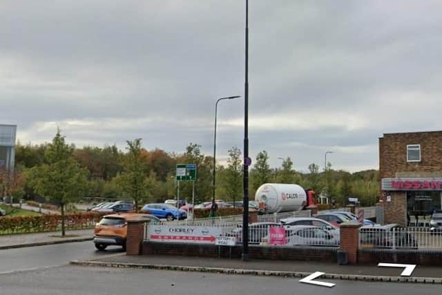 The Volkswagen Polo crashed into the perimeter wall of Chorley Nissan on Pottery Road