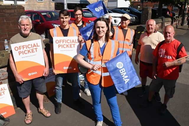 A British Medical Association picket outside Wigan Infirmary earlier this year