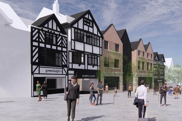 What the view down Standishgate will look like after the development of the new multi-media centre at old Galleries site in Wigan