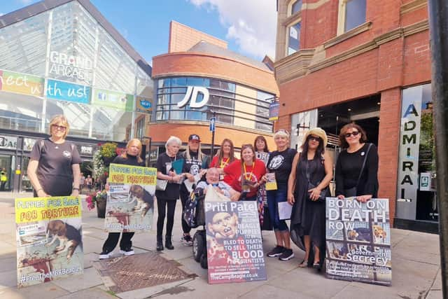 Anti-animal testing activists hold memorial walk for beagle dogs and protest against the company, MBR Acres.