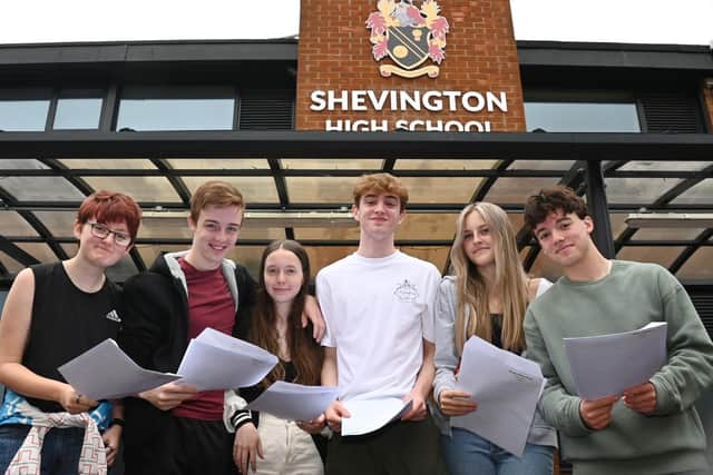 Shevington High School students on GCSE results day