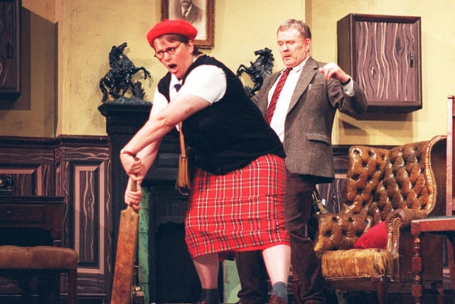 Action from Wigan Little Theatre's production of The Happiest Days of Your Life, directed by Bill Collins