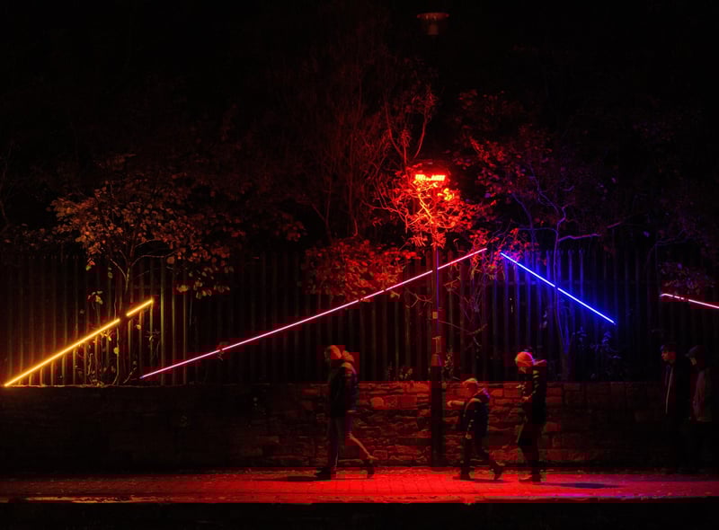 Lights on the Leeds and Liverpool canal as part of the Wigan Light Trail.